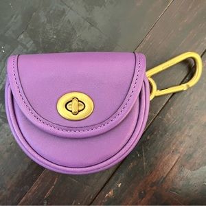 Coach Detachable Purple Leather Turnlock Mini Pouch